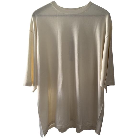 Johnston and Murphy Silk Sweater XXL Crewneck Short Sleeve Ivory Preppy Chic - Picture 1 of 8